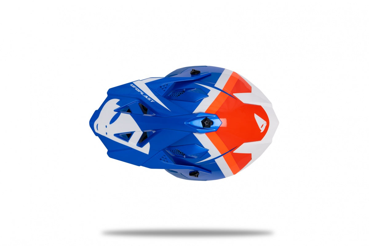 Casco motocross UFO Intrepid blu rosso e bianco