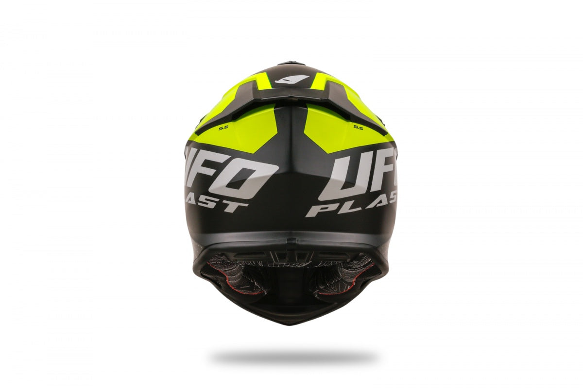 Casco motocross UFO Intrepid nero e giallo fluo