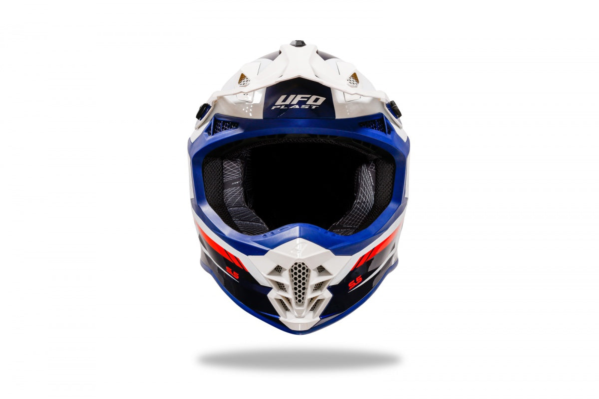 Casco motocross UFO Intrepid blu e bianco