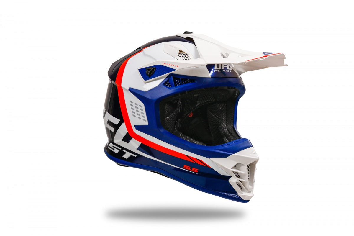 Casco motocross UFO Intrepid blu e bianco