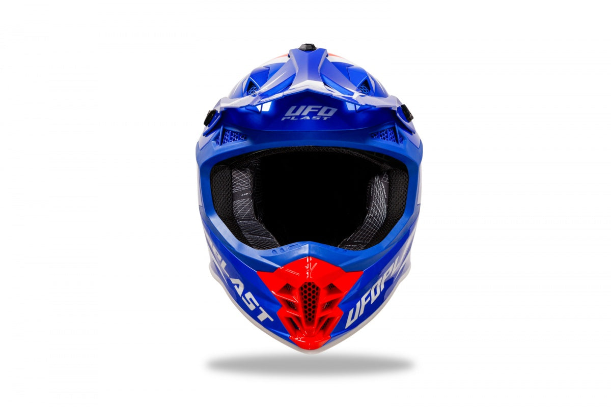 Casco motocross UFO Intrepid blu rosso e bianco