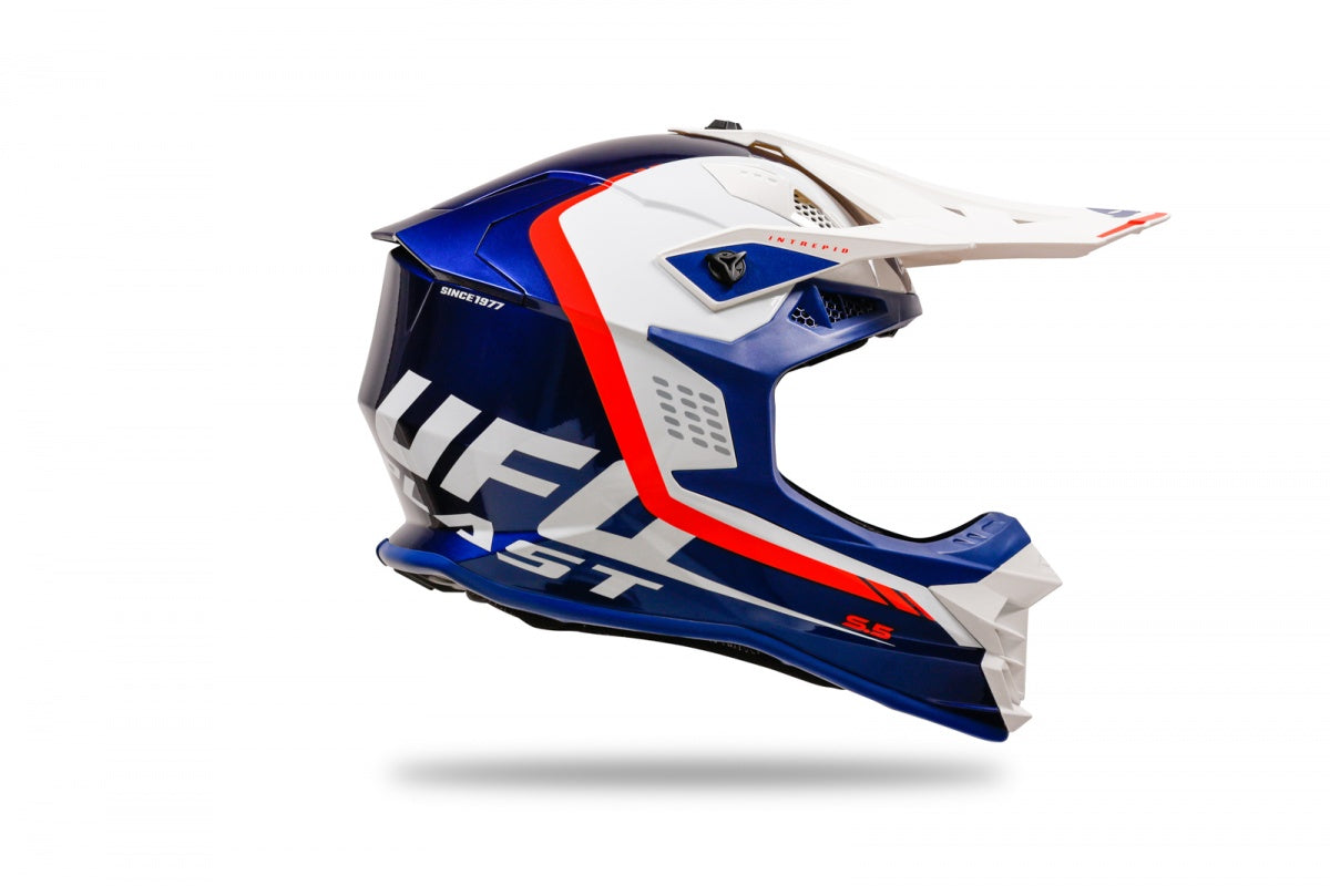 Casco motocross UFO Intrepid blu e bianco