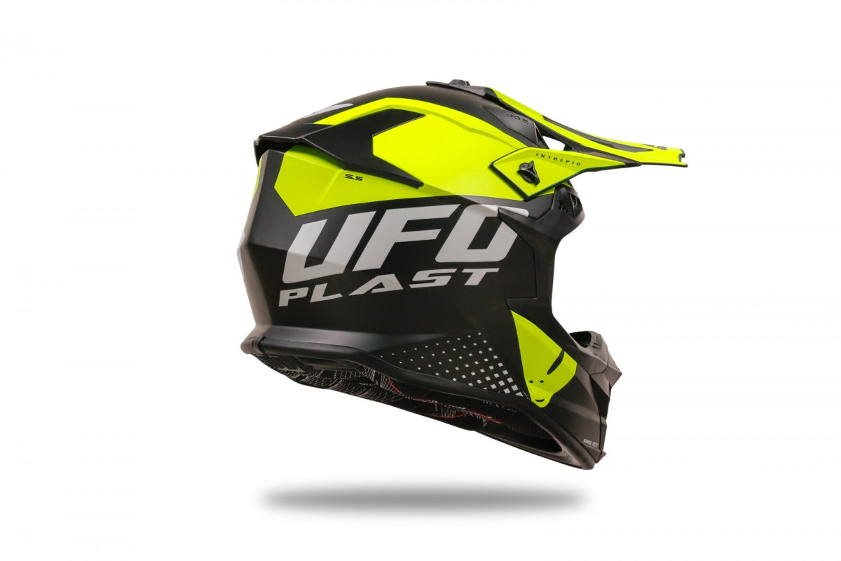 Casco motocross UFO Intrepid nero e giallo fluo