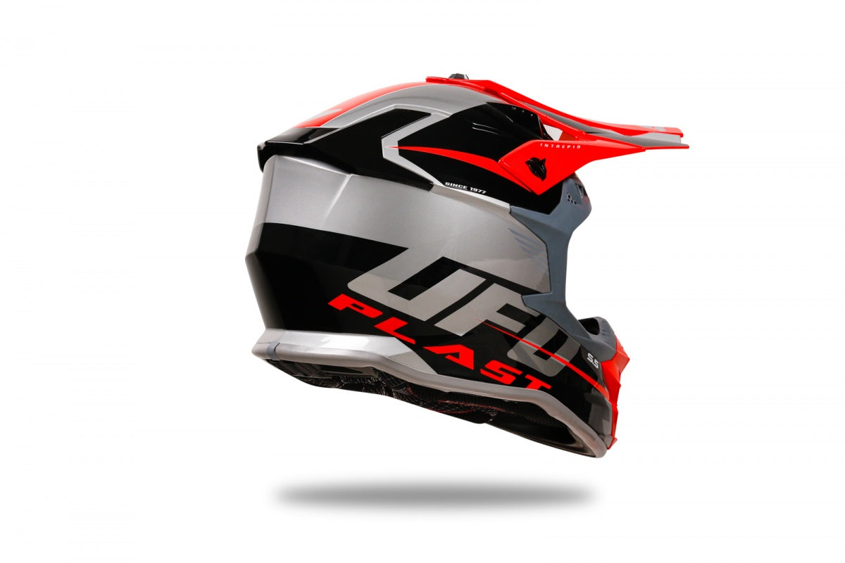 Casco motocross UFO Intrepid Grigio Rosso Nero 