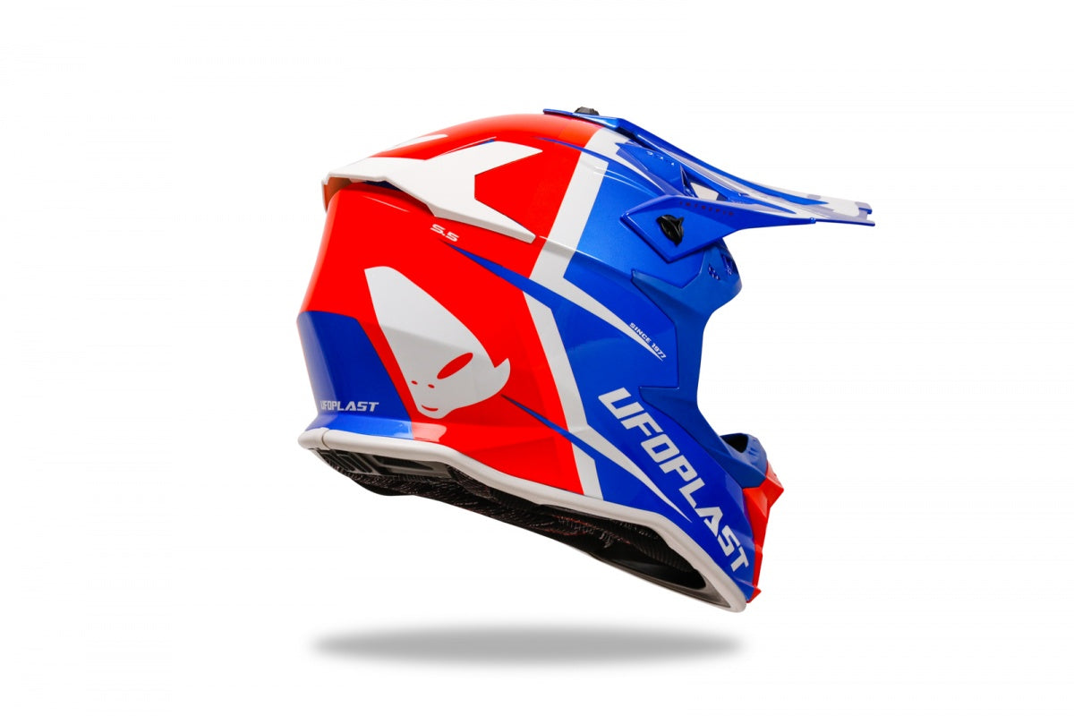 Casco motocross UFO Intrepid blu rosso e bianco