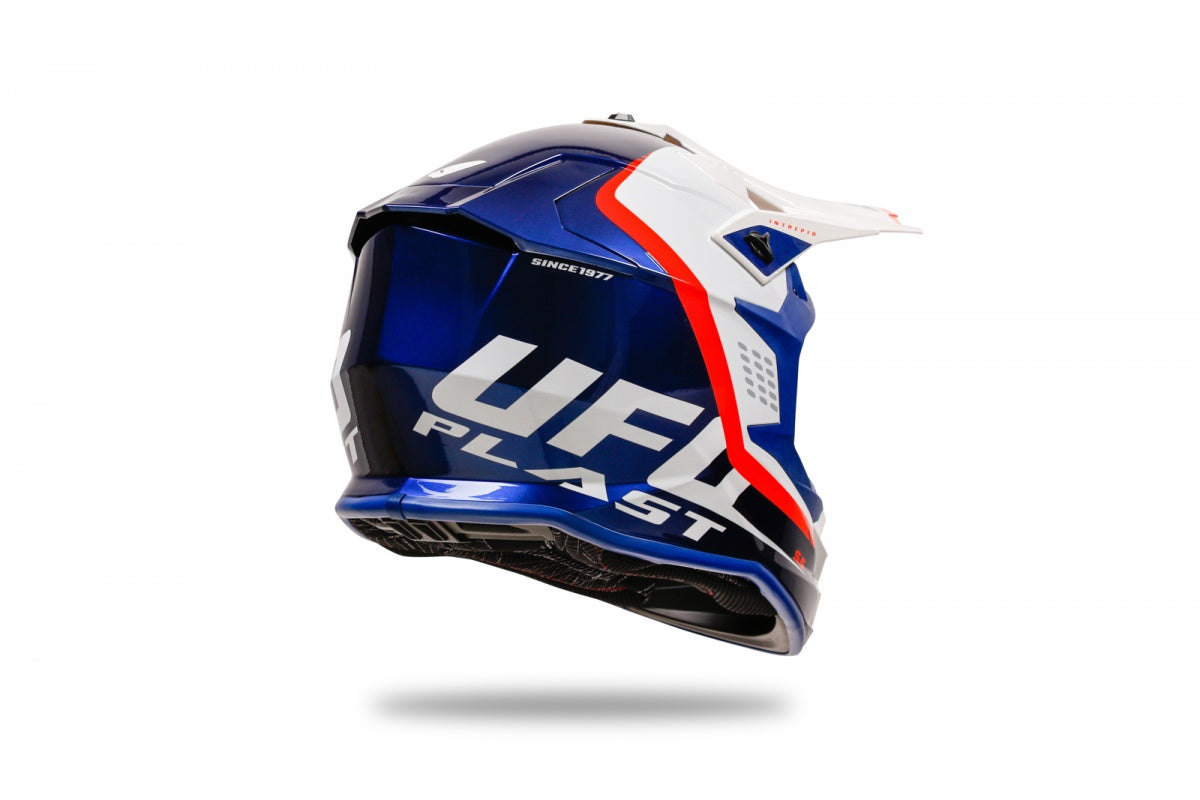 Casco motocross UFO Intrepid blu e bianco