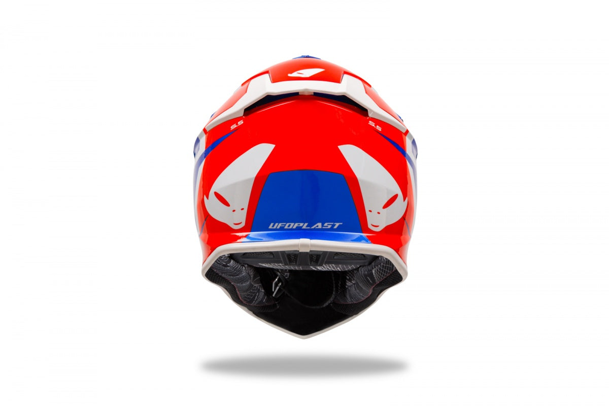 Casco motocross UFO Intrepid blu rosso e bianco