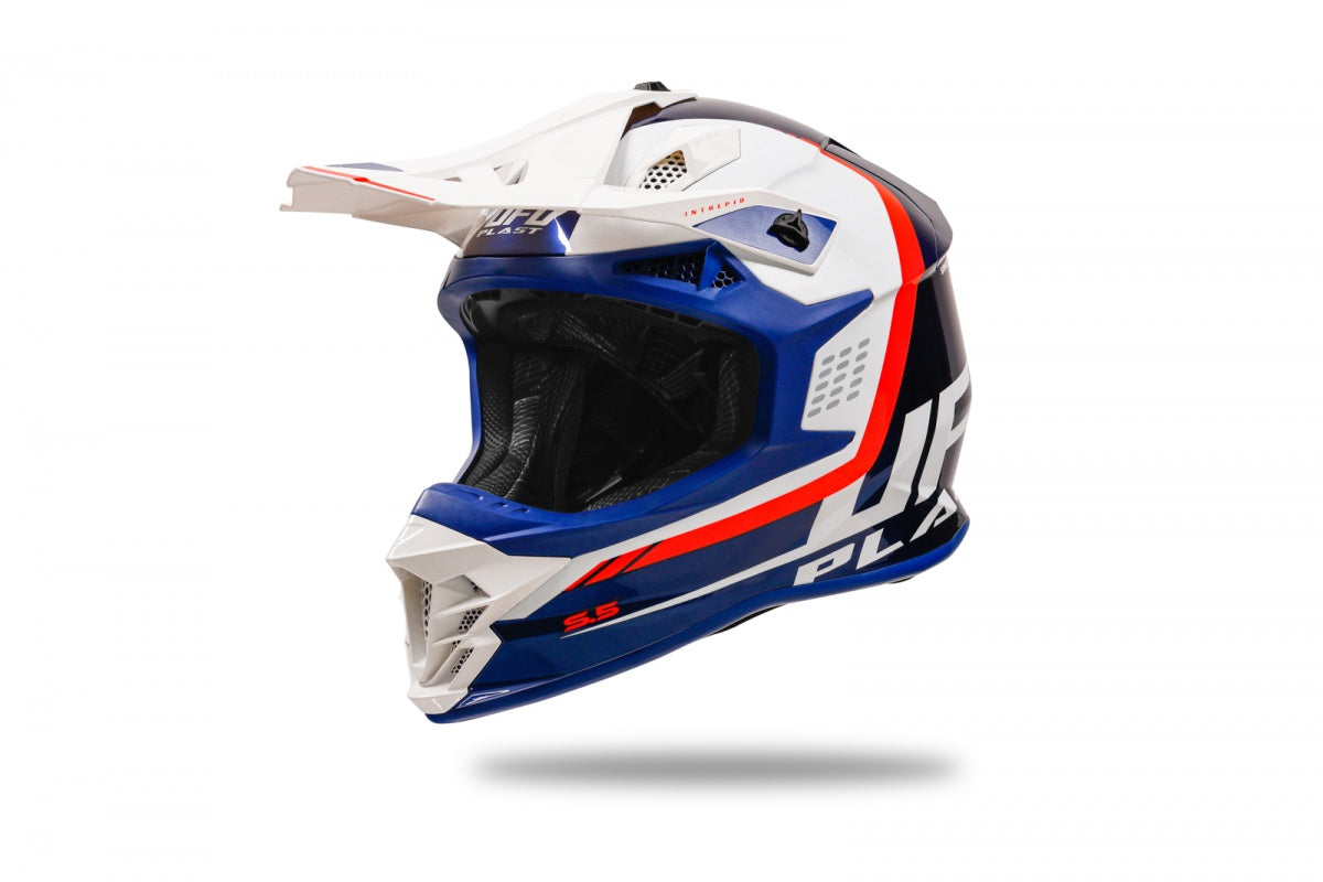 Casco motocross UFO Intrepid blu e bianco