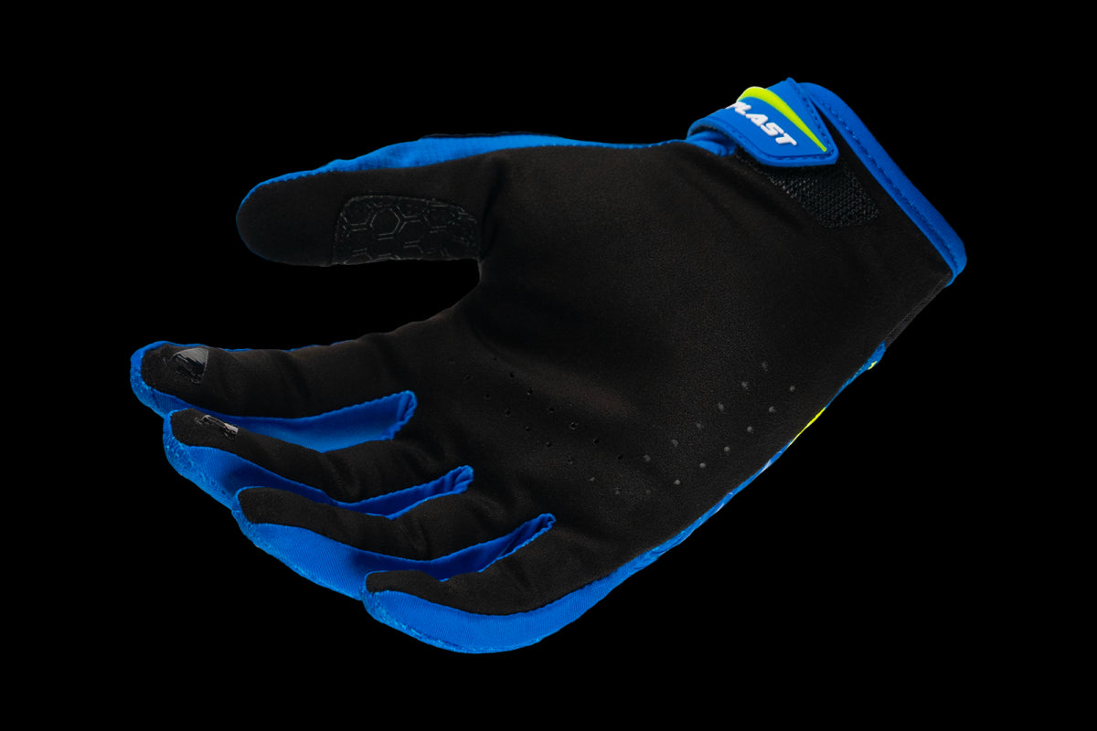 Guanti motocross Hayes blu e giallo fluo UfoPlast